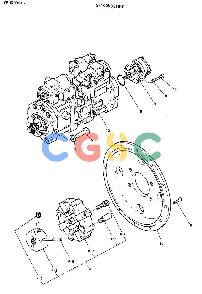 神钢零件查询(MD140C) - EXCAVATOR BTW YPU0301 - YPU0500 (1/80-12/06) (05-004) - PUMP ASSY, CONNECT Kobelco