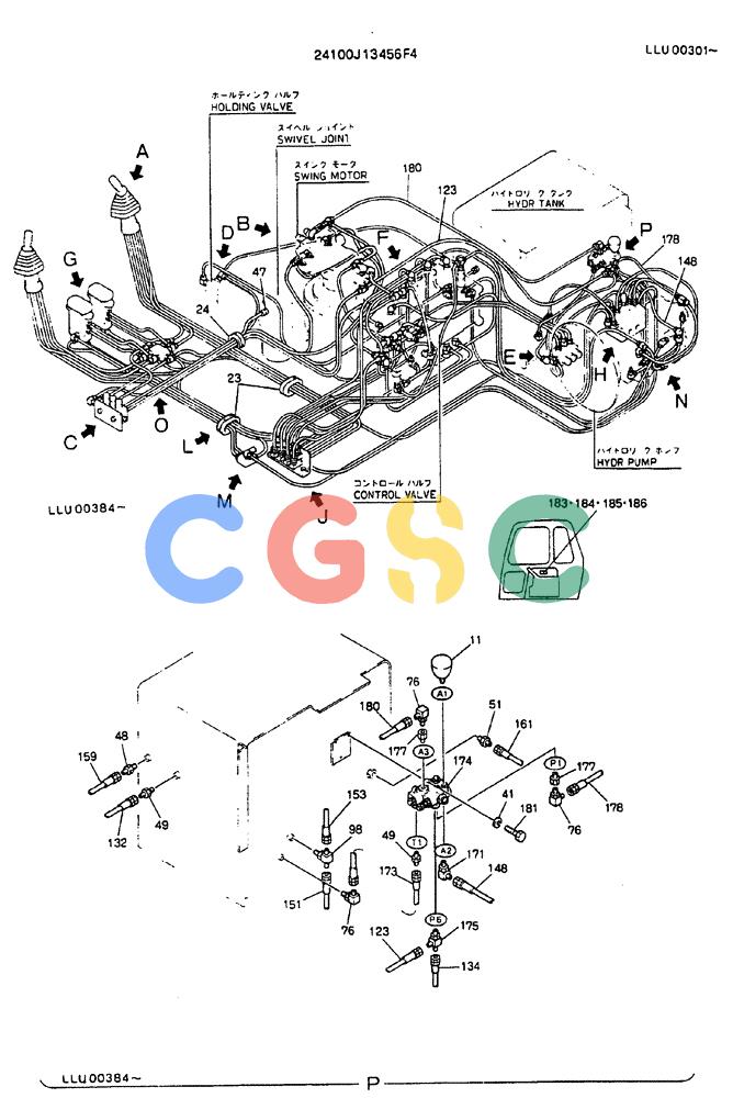 神钢零件查询(MD240C) - EXCAVATOR BTW LLU0301 - LLU0600 (1/80-12/06) (03-002[4]) - REMOTE-CONTROL ASSY - 24100J13456F4 Kobelco