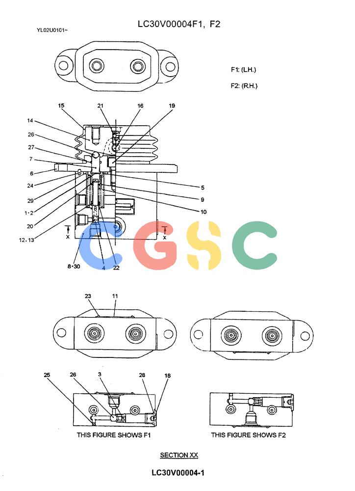 神钢零件查询(ED190LC) - BLADE RUNNER EXCAVATOR/DOZER BTW YL02U0101 - YL03U0135 (1/02-12/06) (06-010) - VALVE ASSY, PILOT (AUX ATT) Kobelco