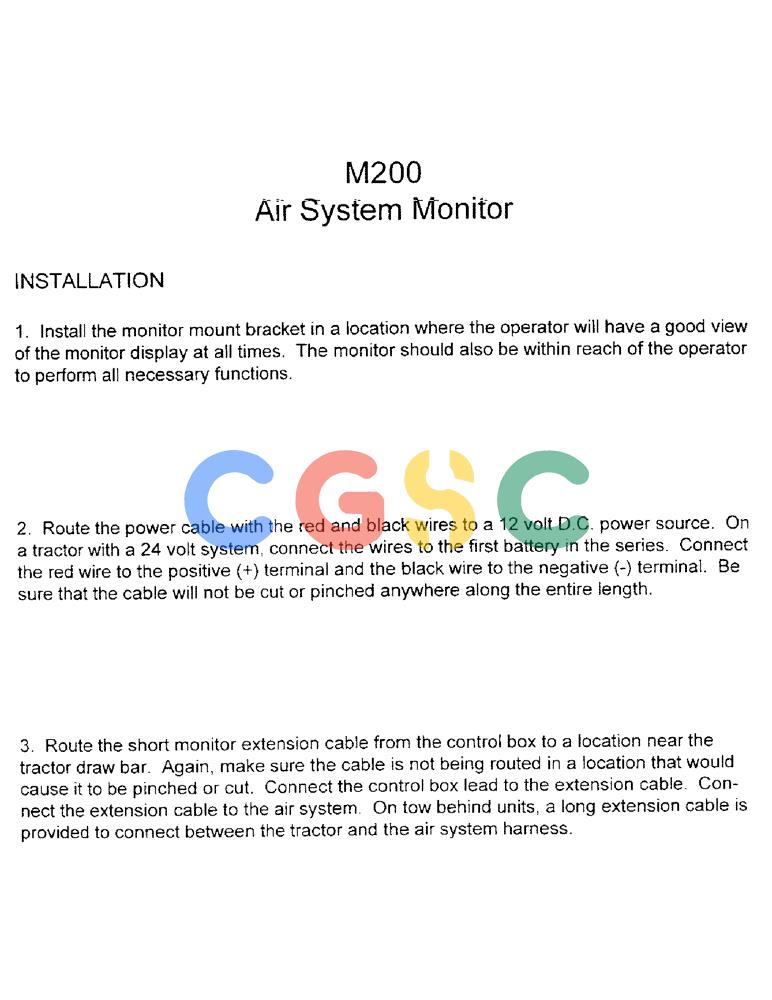 凯斯零件查询(1100) - CONCORD AIR SYSTEM (10/97-12/00) (C02) - M200 AIR SYSTEM MONITOR/INSTALLATION Case Agriculture