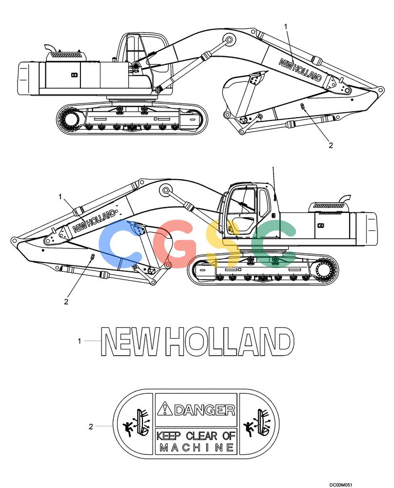 纽荷兰零件查询(EH215) - CRAWLER EXCAVATOR (9/03-) (09 -83[00]) - DECALS - BOOM New Holland Constructuion