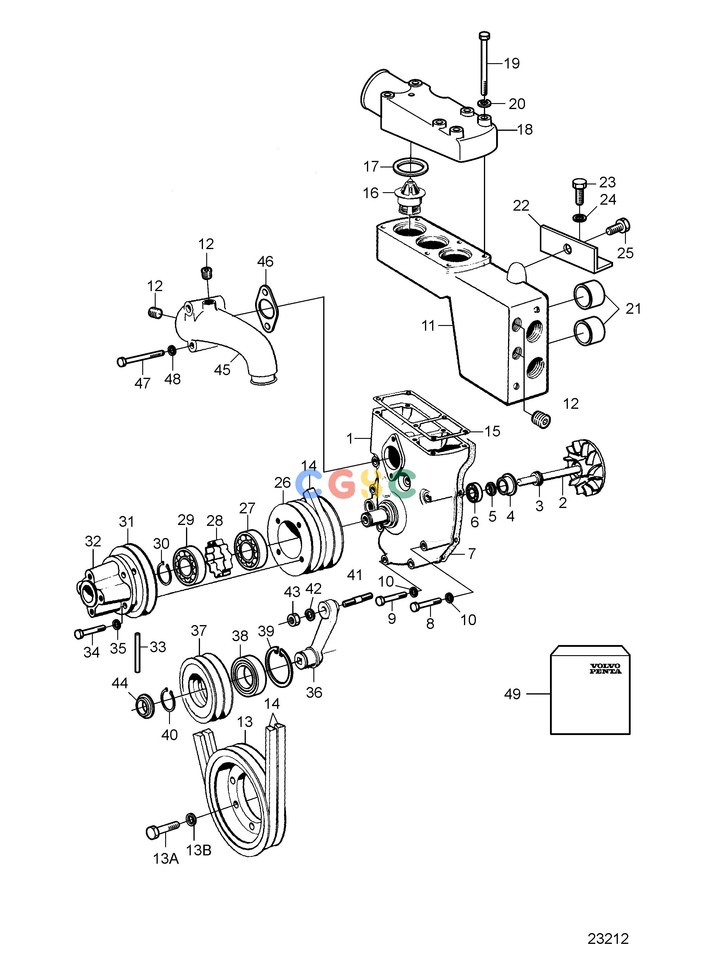 沃尔沃零件查询TMD102A; TAMD102A; TAMD102DCooling SystemCirculation Pump and Thermostat Housing, Radiator CoolingEPC Volvo Penta Parts catalog