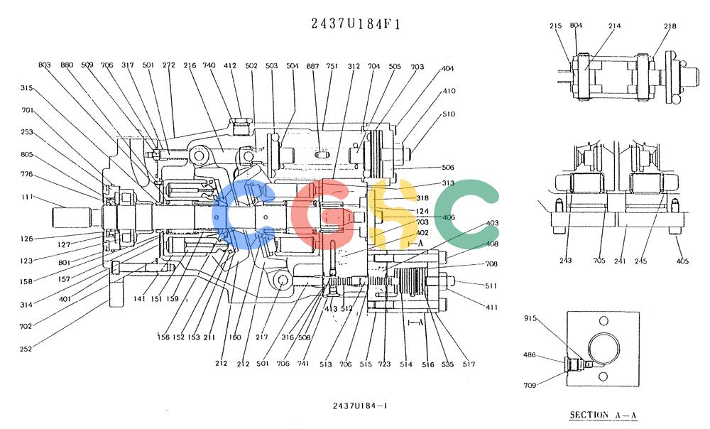 神钢零件查询(K903) - MARK II EXCAVATOR BTW LE6601 - LE7871 (1/88-12/03) (11-052) - PUMP ASSY, (P/N 2437U184F1) Kobelco