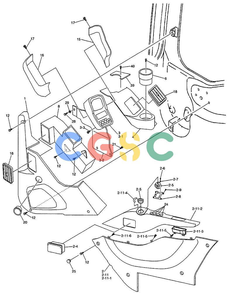 神钢零件查询(SK160LC-6E) - DYNAMIC ACERA EXCAVATOR 08/2004 ASN YM03U0523 (8/04-12/07) (01-053[01]) - PANEL ASSY, INSTRUM (STD) Kobelco