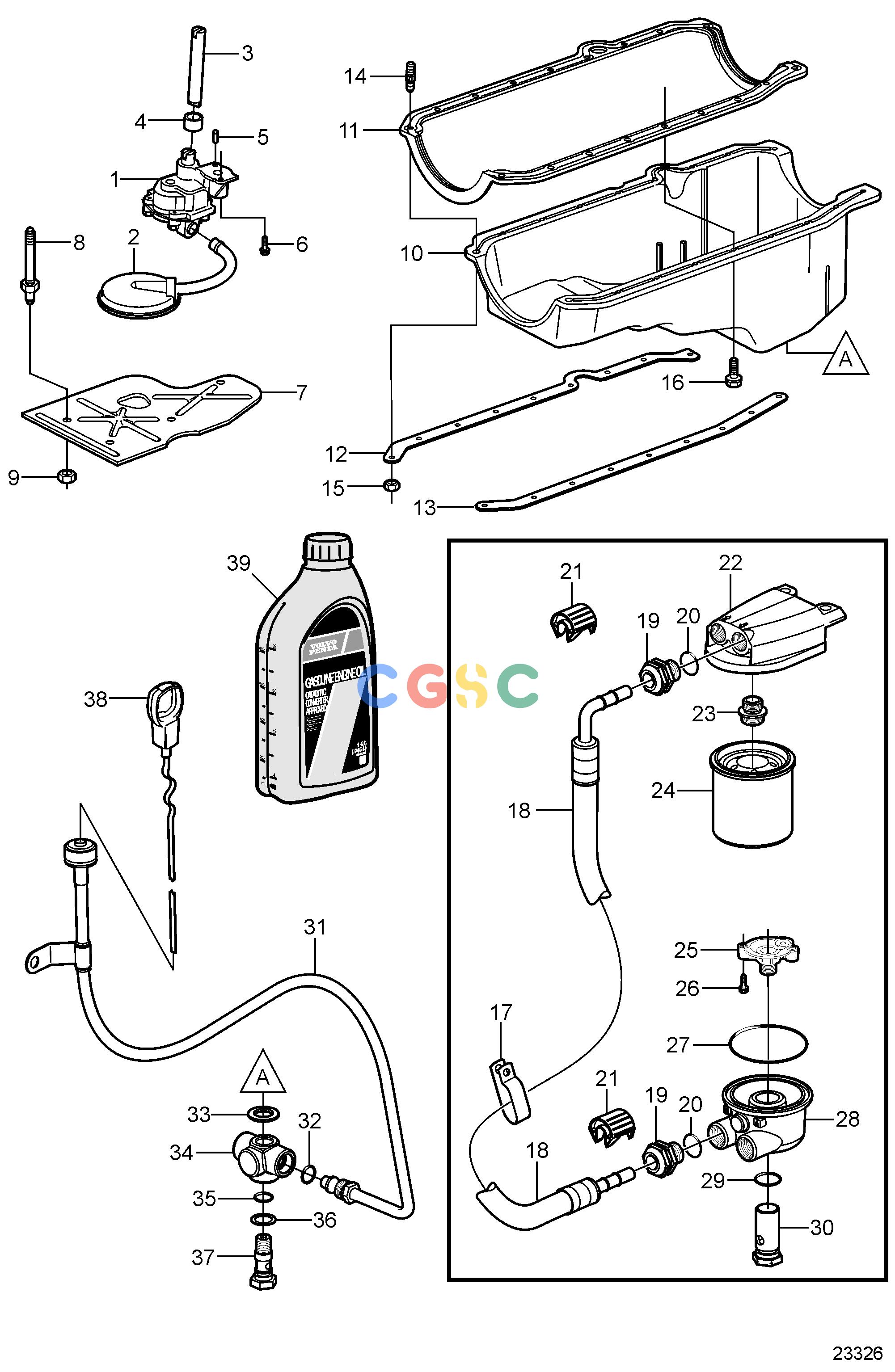 沃尔沃零件查询5.0GL-H; 5.0GL-HFEngineOil Pan and Oil PumpEPC Volvo Penta Parts catalog