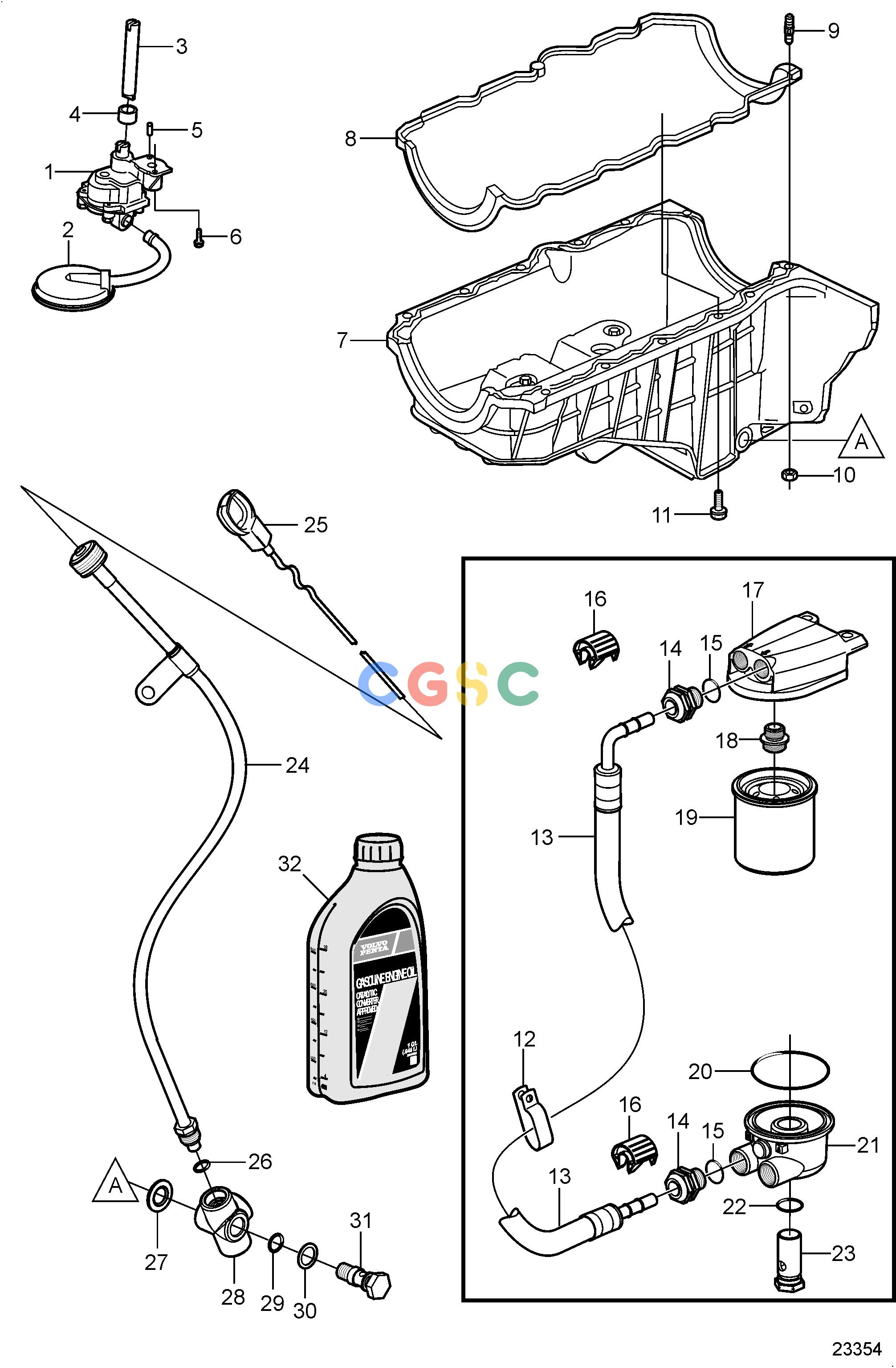 沃尔沃零件查询4.3GXi-G; 4.3GXi-GF; 4.3OSi-G; 4.3OSi-GFEngineOil Pan and Oil PumpEPC Volvo Penta Parts catalog