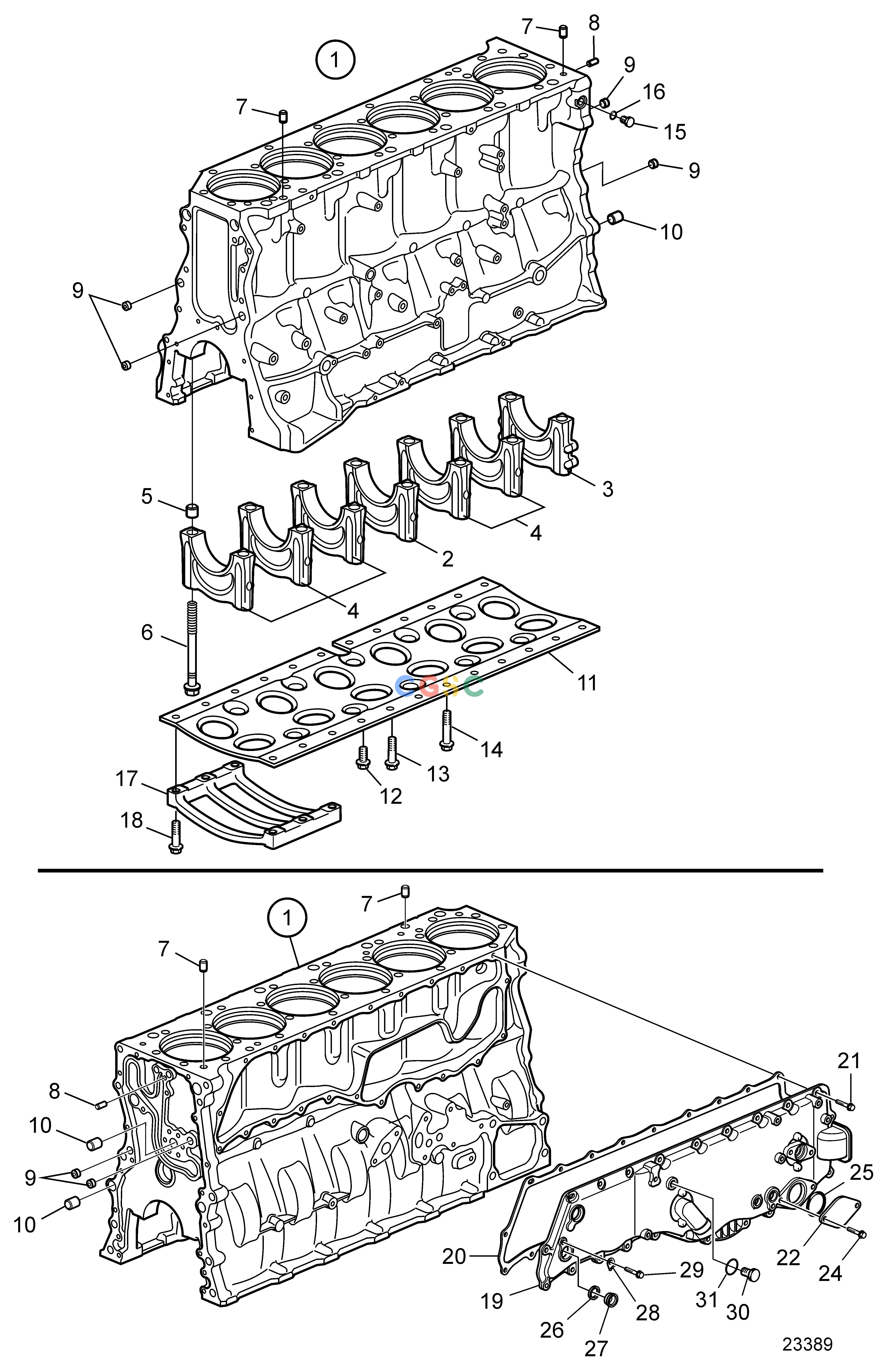 沃尔沃零件查询D9A2A; D9A2A MG; D9A2A D9A-MGEngineCylinder BlockEPC Volvo Penta Parts catalog