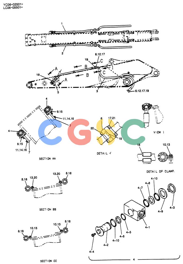神钢零件查询(BREAKER) - NIBBLER/BREAKER ATTACHMENT - SK330, SK330LC DYNAMIC ACERA EXCAVATOR (9/04-) (02-011) - HYD LINES, ARM 3.3M (10FT 10IN) (BREAKER,NIBBLER & BREAKER) Kobelco