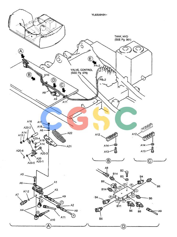 神钢零件查询(ED190LC) - BLADE RUNNER EXCAVATOR/DOZER BTW YL02U0101 - YL03U0135 (1/02-12/06) (01-039[01]) - REMOTE CONTROL LINES (NIBBLER & BREAKER) Kobelco