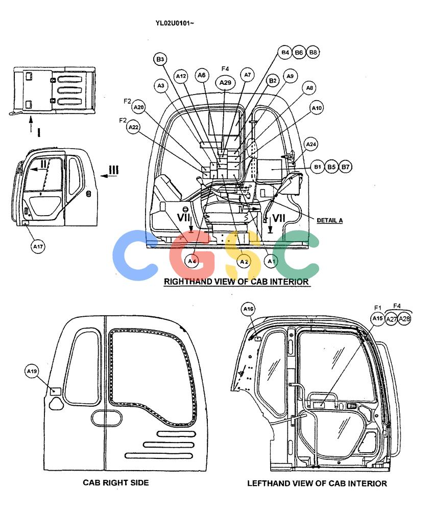 神钢零件查询(ED190LC) - BLADE RUNNER EXCAVATOR/DOZER BTW YL02U0101 - YL03U0135 (1/02-12/06) (05-002[01]) - NAME PLATE INSTAL (CAB) Kobelco