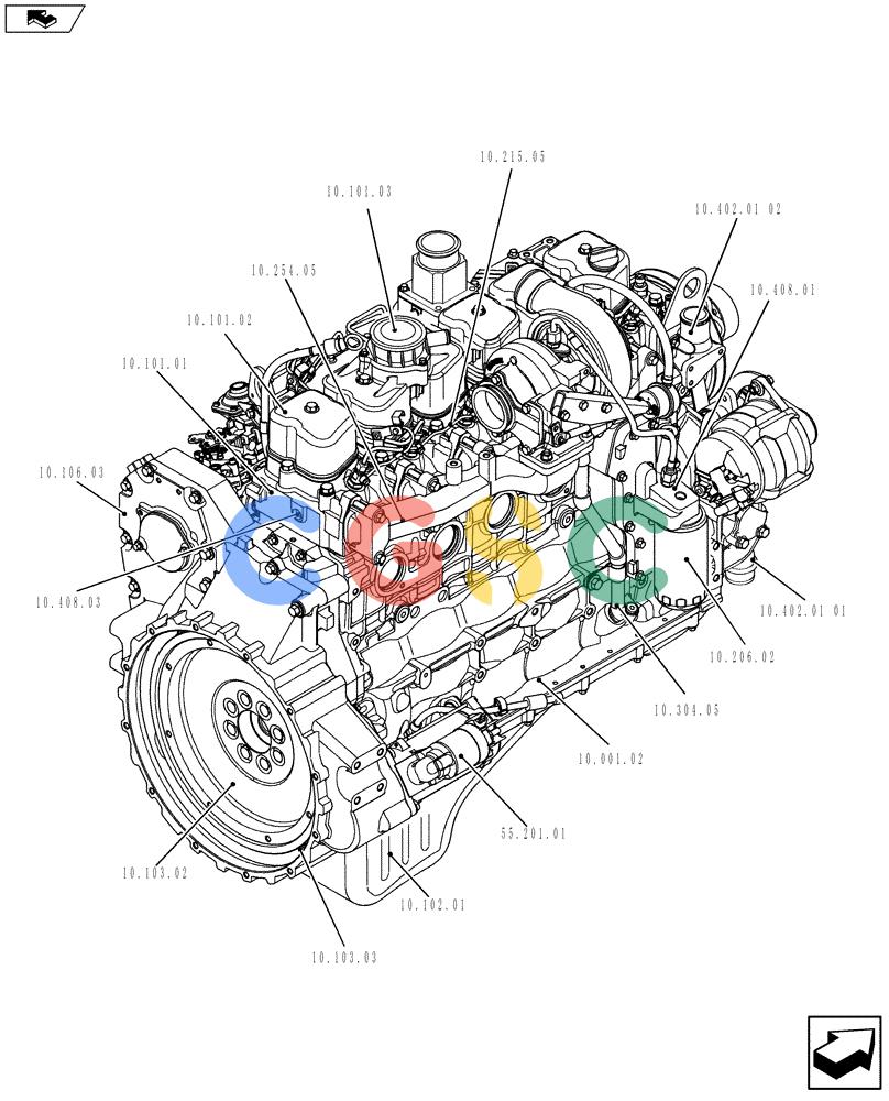 神钢零件查询(F4GE9684C J602) - ENGINE 5801385852 - 84369829 (1/13-) (10.000.01[02]) - PICTORIAL OVERVIEW 2/2 - ENGINE Kobelco