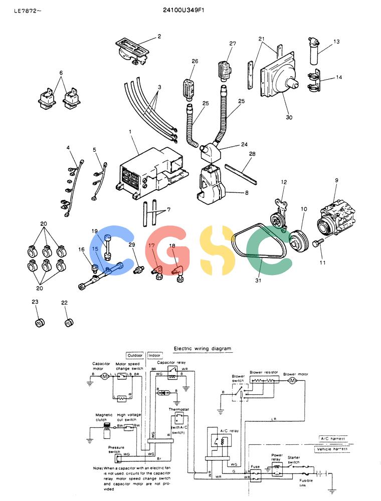 神钢零件查询(K903) - MARK II EXCAVATOR ASN LE7872 (1/88-12/03) (08-010) - CONDITIONER ASSY, AIR (P/N 24100U349F1) Kobelco