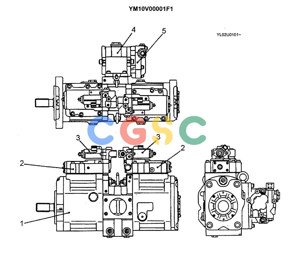 神钢零件查询(ED190LC) - BLADE RUNNER EXCAVATOR/DOZER BTW YL02U0101 - YL03U0135 (1/02-12/06) (06-017) - PUMP ASSY, HYD (YM10V00001F1) Kobelco