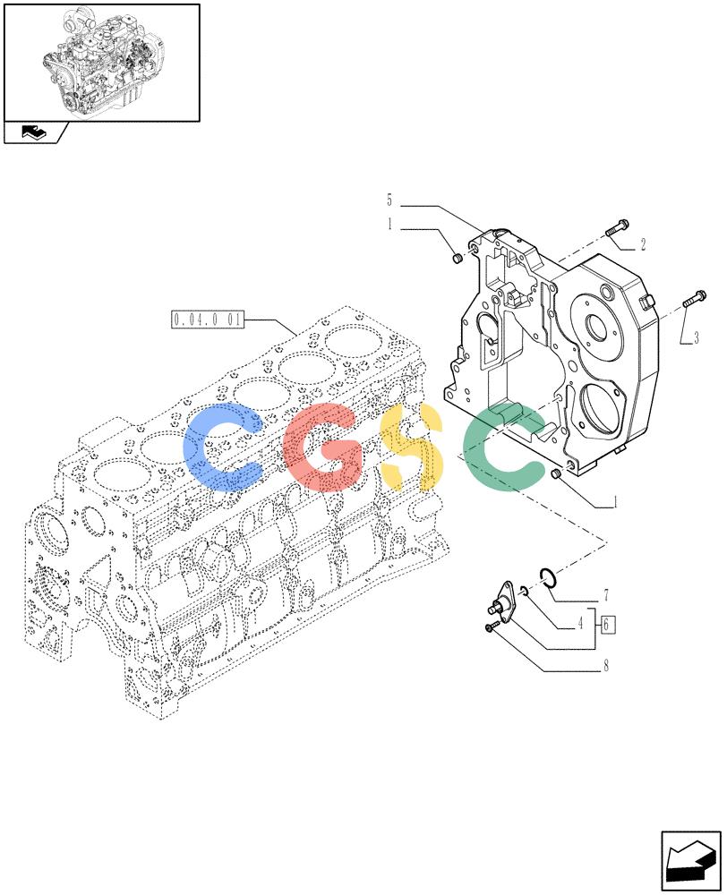 神钢零件查询(F4GE9684C J601) - ENGINE - 504360955 - 84152356 (1/13-) (0.04.3[01]) - CRANKCASE COVERS (2852319) Kobelco