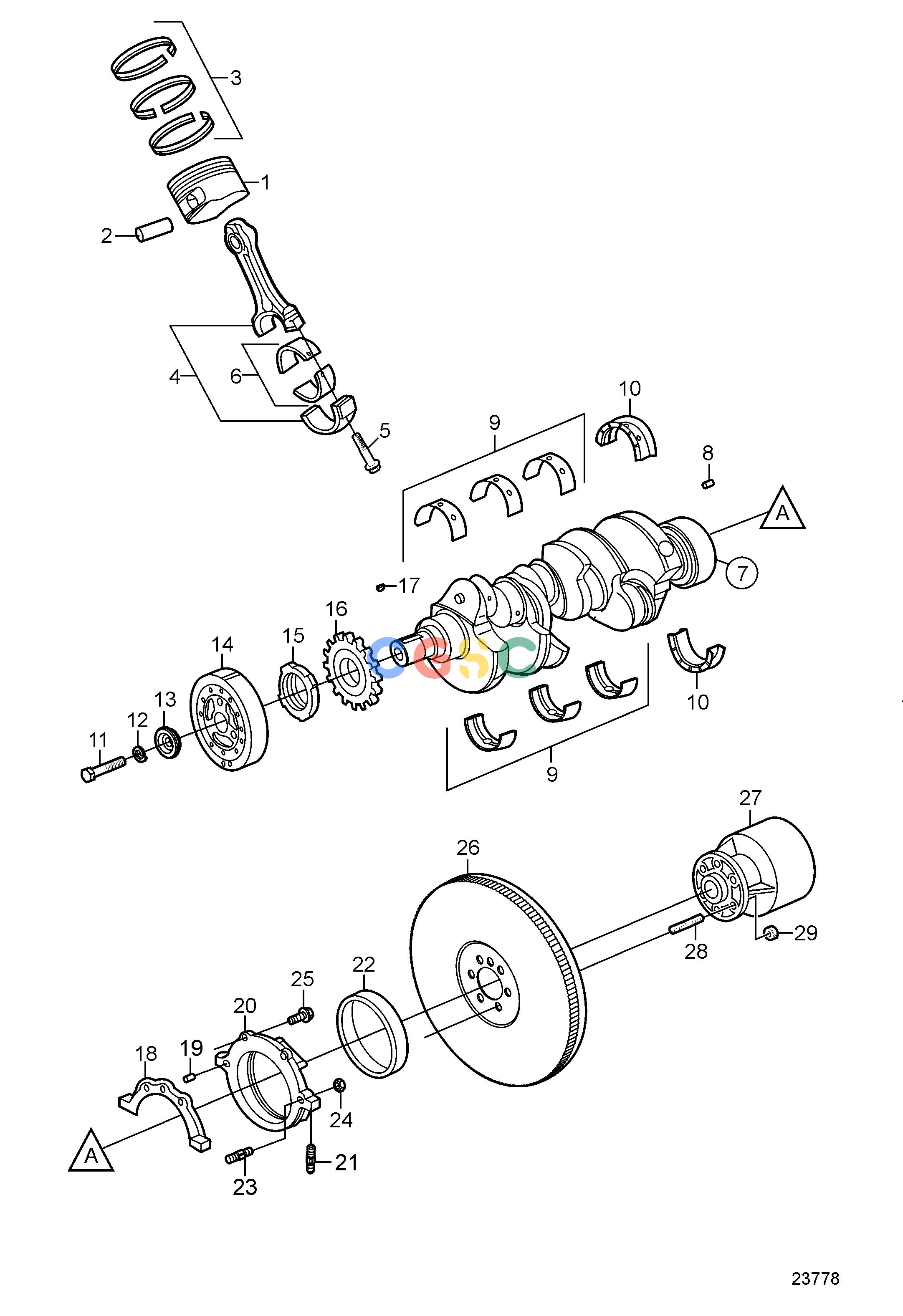 沃尔沃零件查询4.3GXiE-P; 4.3GXiE-QEngineCrankshaft and Related PartsEPC Volvo Penta Parts catalog
