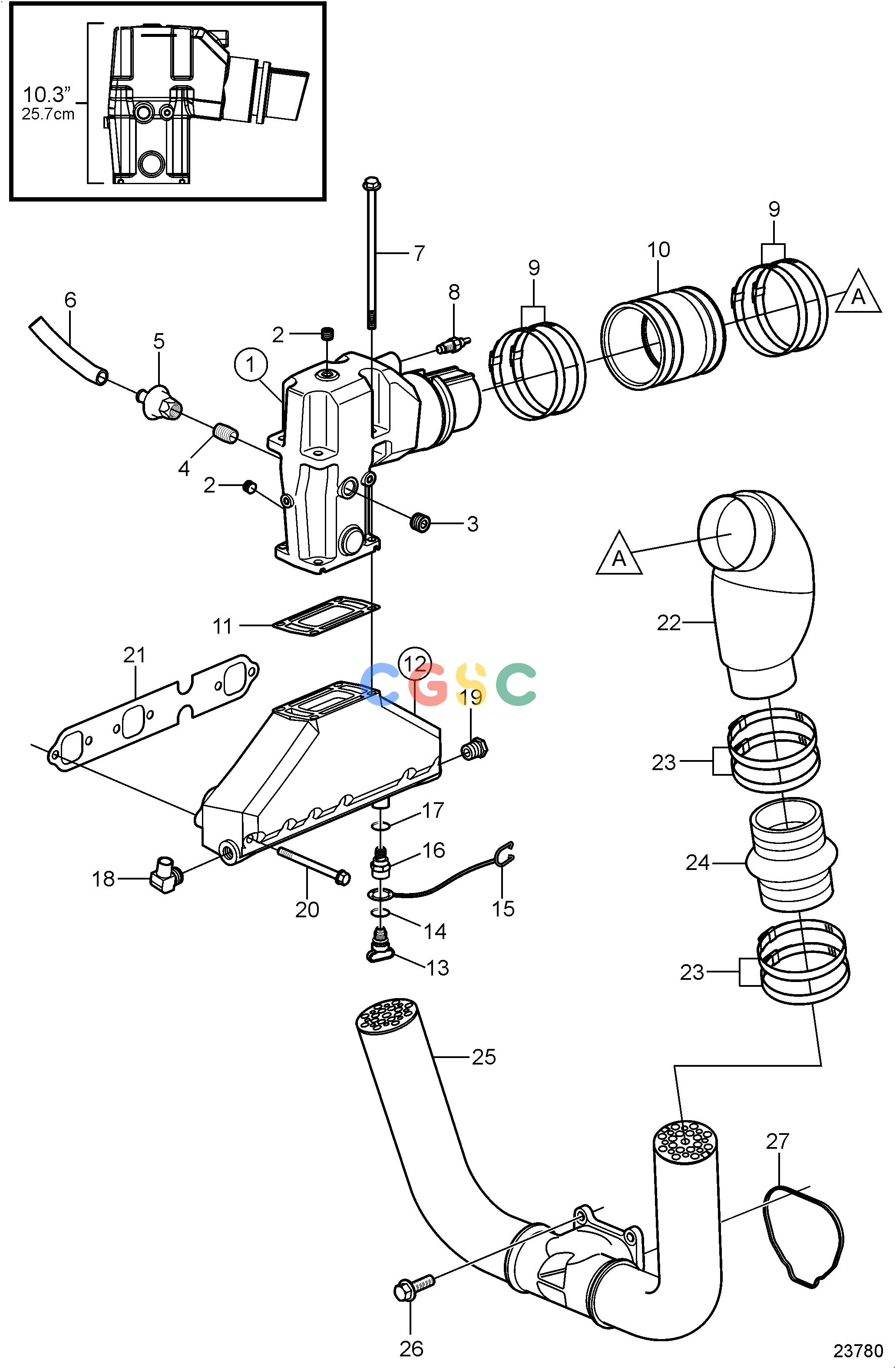 沃尔沃零件查询4.3GL-PIntake and Exhaust SystemExhaustEPC Volvo Penta Parts catalog