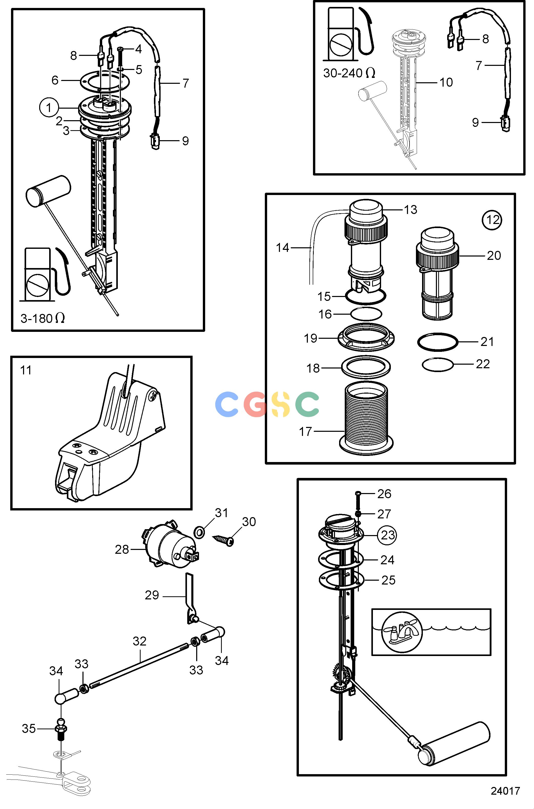 沃尔沃零件查询4.3GXiE-P; 4.3GXiE-QElectrical SystemMulti-sensors and Senders, EVCEPC Volvo Penta Parts catalog