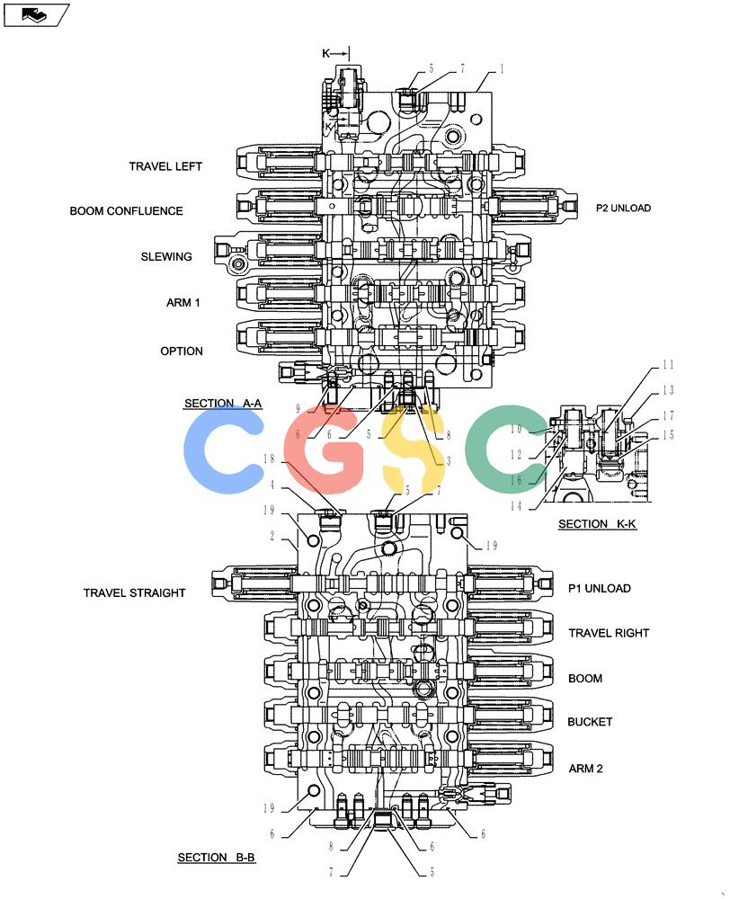 纽荷兰零件查询(E135BSRLC) - CRAWLER EXCAVATOR ASN YH06-08001 (01-017[03]) - VALVE INSTALLATION New Holland Constructuion