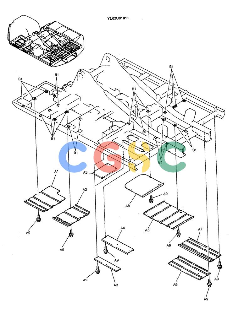 神钢零件查询(ED190LC) - BLADE RUNNER EXCAVATOR/DOZER BTW YL02U0101 - YL03U0135 (1/02-12/06) (01-056) - COVER ASSY, UNDER Kobelco