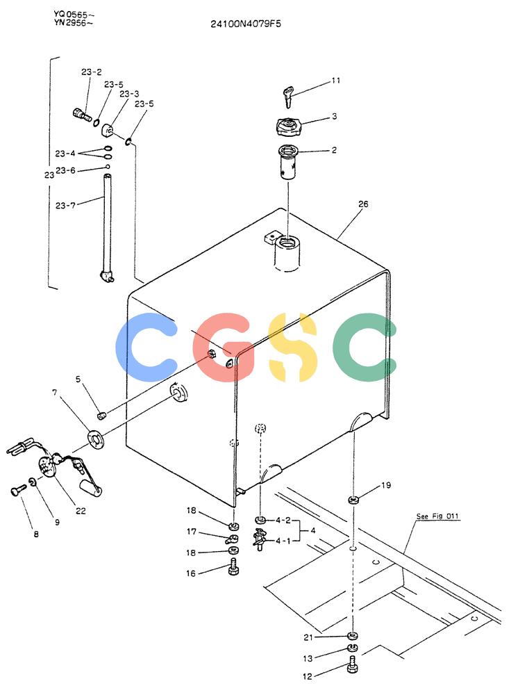 神钢零件查询(K907LC) - MARK II EXCAVATOR ASN YQ0565 (GLOBAL) (1/87-12/03) (01-008) - TANK ASSY, FUEL Kobelco