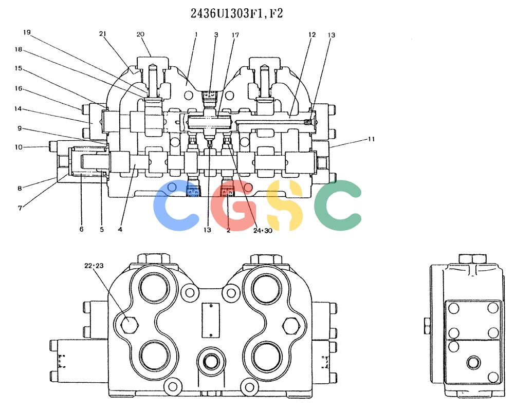 神钢零件查询(K907LC) - MARK II EXCAVATOR ASN YQ0565 (GLOBAL) (1/87-12/03) (11-035) - VALVE ASSY, FLOW-DIVIDED Kobelco