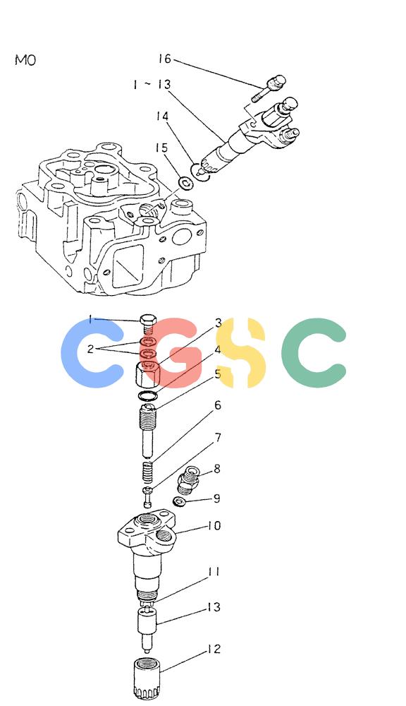 神钢零件查询(6D22-TC) - MITSUBISHI DIESEL ENGINE - K909A, K912A, K916, & K935 (1/76-12/06) (03-012) - FUEL INJECTION NOZZLE Kobelco