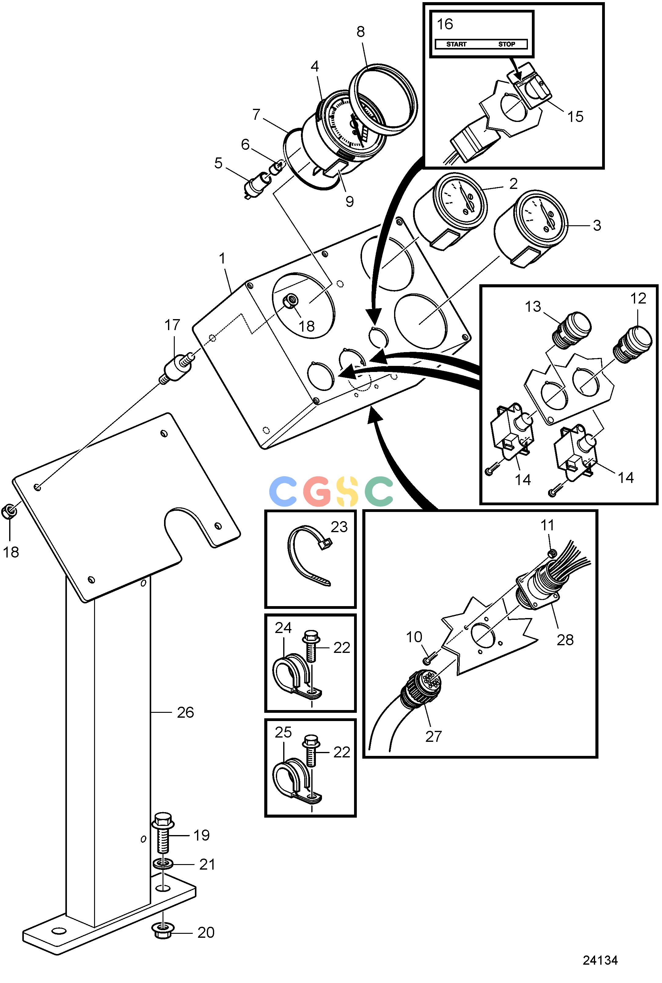 沃尔沃零件查询D5A-T; D5A-TA; D5A-B TA; D7A-T; D7A-TA; D7A-B TAElectrical SystemProtecting Box for Instrument Panel 24VEPC Volvo Penta Parts catalog