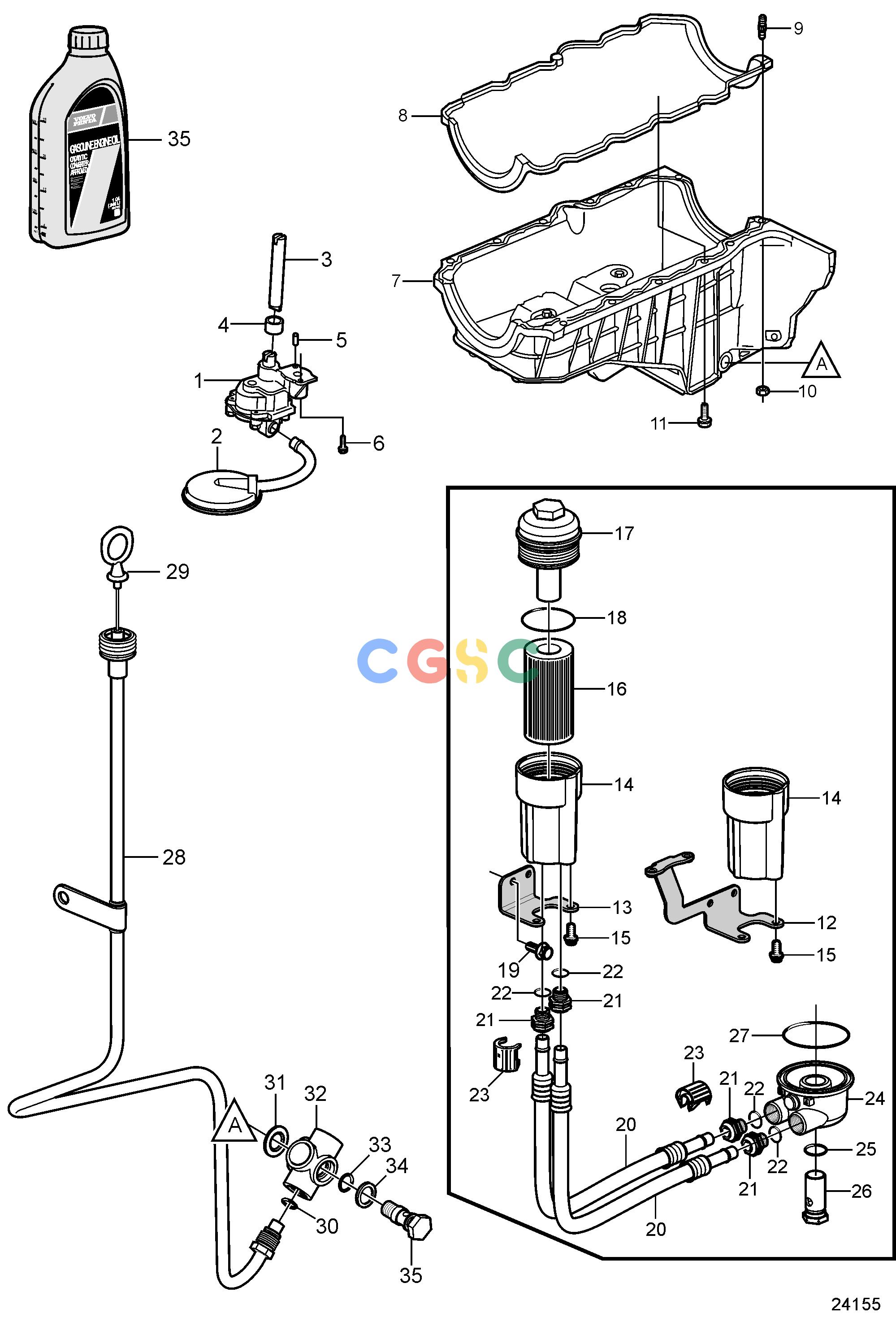 沃尔沃零件查询4.3GXi-J; 4.3GXi-JF; 4.3OSi-J; 4.3OSi-JFEngineOil Pan and Oil PumpEPC Volvo Penta Parts catalog