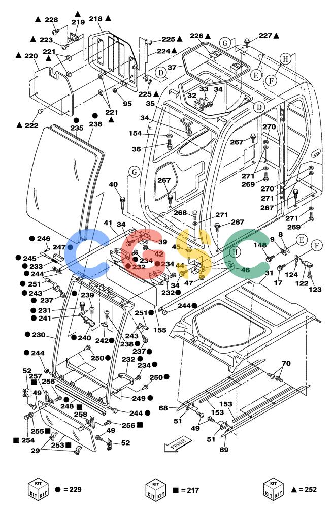 纽荷兰零件查询(E805) - CRAWLER EXCAVATOR TIER 3 (7/06-) (09-038-00[01]) - CAB - WINDSHIELD - OPENING ROOF - SUN VISOR New Holland Constructuion