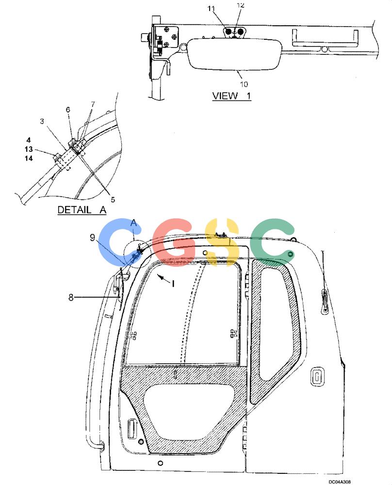 纽荷兰零件查询(EH160) - CRAWLER EXCAVATOR (9/03-) (09 -37[00]) - MIRROR INSTALLATION (STANDARD) New Holland Constructuion