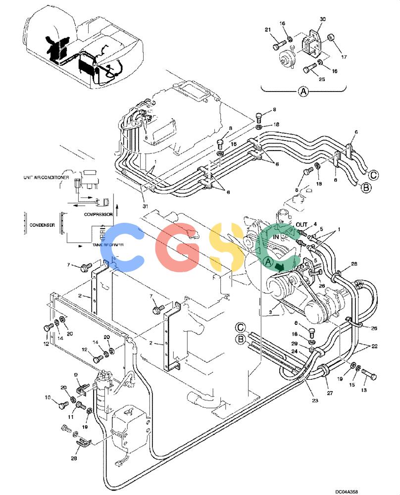 纽荷兰零件查询(E215) - CRAWLER EXCAVATOR (NA) - ASN N6DA21215 (1/06-) (09 -43[00]) - AIR CONDITIONER (YN20M00078F1) New Holland Constructuion