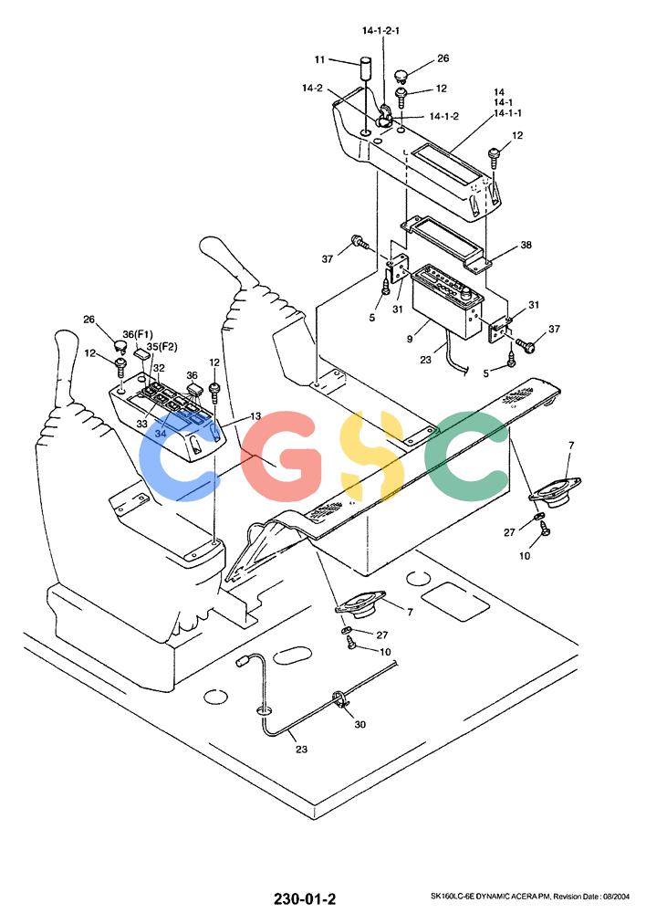 神钢零件查询(SK160LC-6E) - DYNAMIC ACERA EXCAVATOR 08/2004 ASN YM03U0523 (8/04-12/07) (01-053[02]) - PANEL ASSY, INSTRUM (STD) Kobelco
