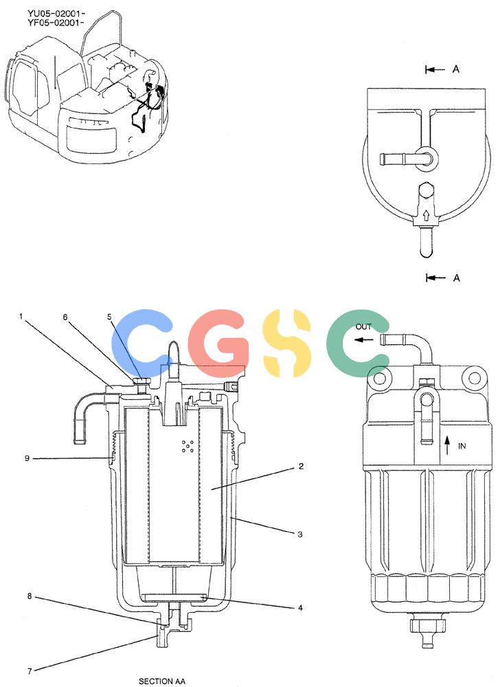 纽荷兰零件查询(E235BSRNLC) - CRAWLER EXCAVATOR ASN YU05-02001 (01-013) - FILTER ASSY, FUEL New Holland Constructuion