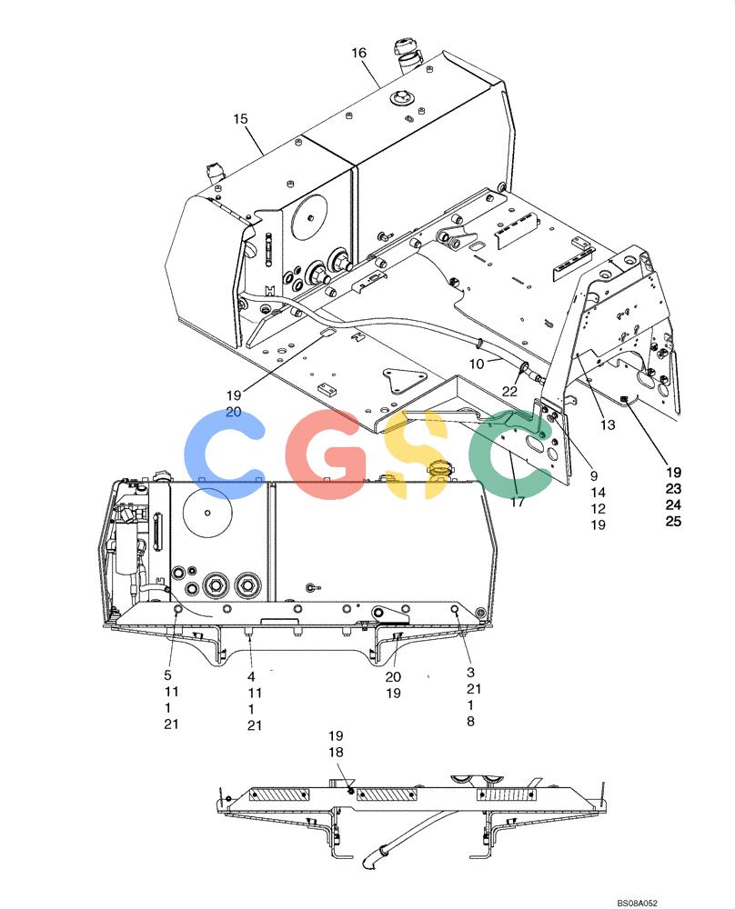 纽荷兰零件查询(D85B) - CRAWLER DOZER TIER 3 (3/08-) (09-09) - UPPER MAIN FRAME, MOUNTING - HYDRAULIC AND FUEL TANK SEAT New Holland Constructuion