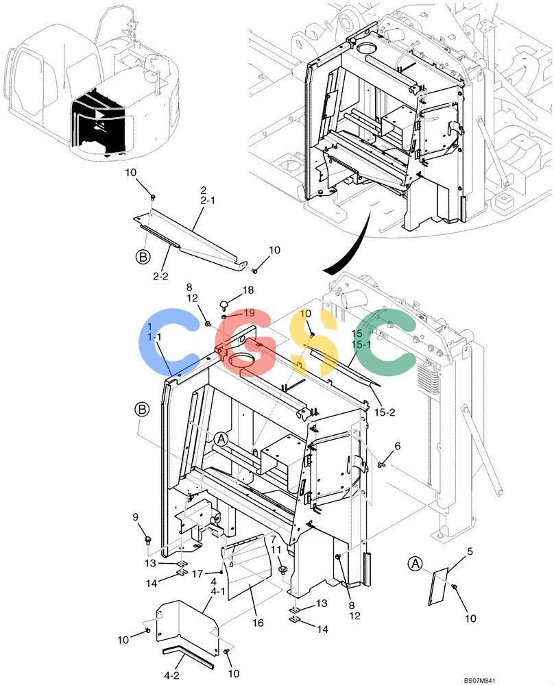 纽荷兰零件查询(E135B) - CRAWLER EXCAVATOR TIER 3 - ASN YH05-07001 (N8TA13006) (1/08-) (02-50[01]) - GUARD ASSEMBLY, LEFT-HAND SIDE (YY21C00086F1), PAGE 1 OF 2 New Holland Constructuion