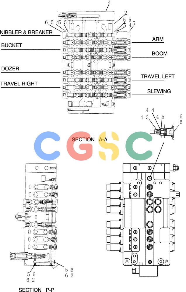 纽荷兰零件查询(E80BMSR) - CRAWLER EXCAVATOR ASN LF05-04001 - (N8TA18060) (HC001-19[2]) - VALVE ASSY, CONTROL (MAIN) New Holland Constructuion