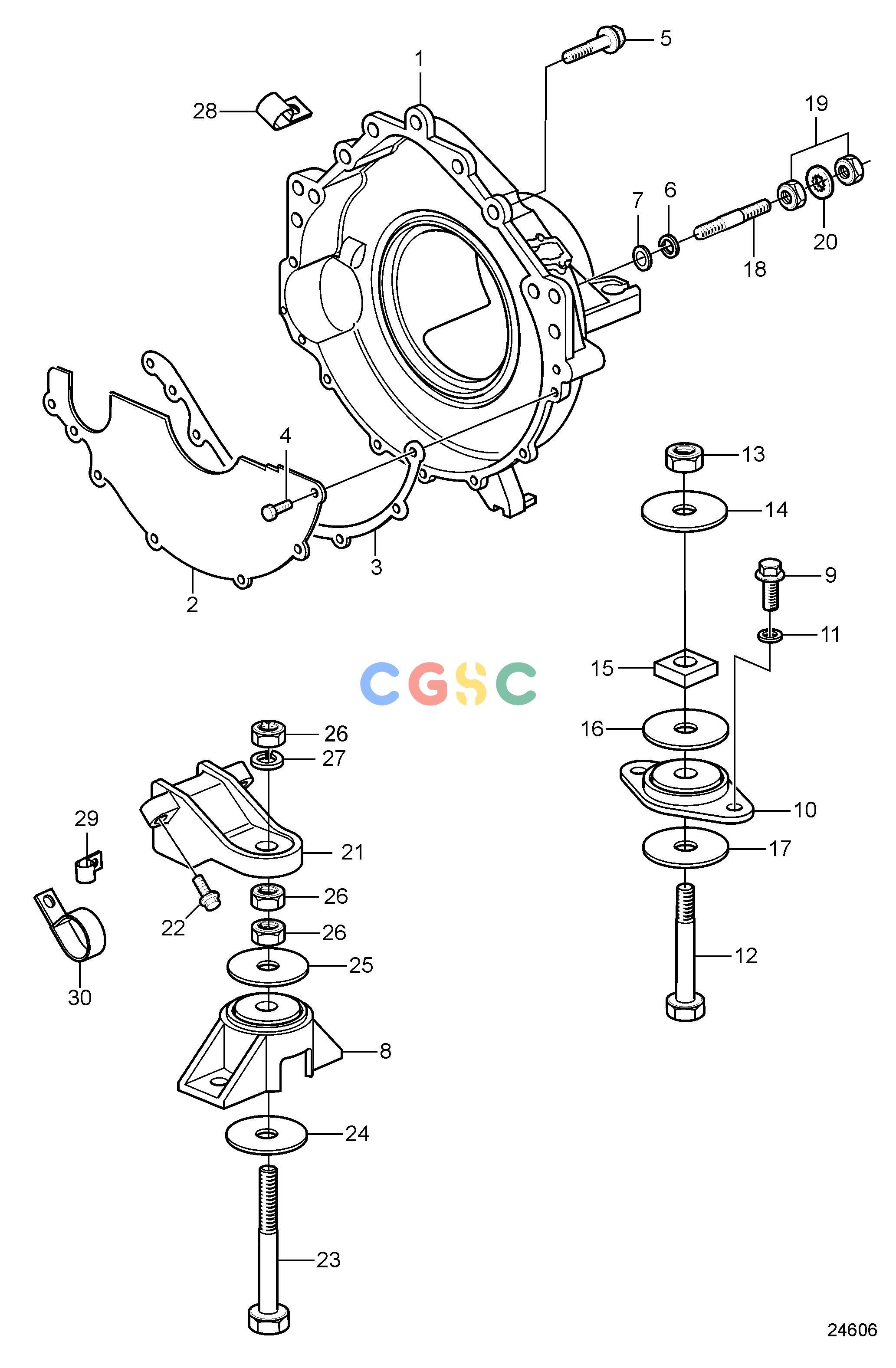 沃尔沃零件查询5.0GLPBYC; 5.0GiPBYCCE; 5.7GSPBYC; 5.7GSIPBYCCEEngineFlywheel Housing and MountsEPC Volvo Penta Parts catalog
