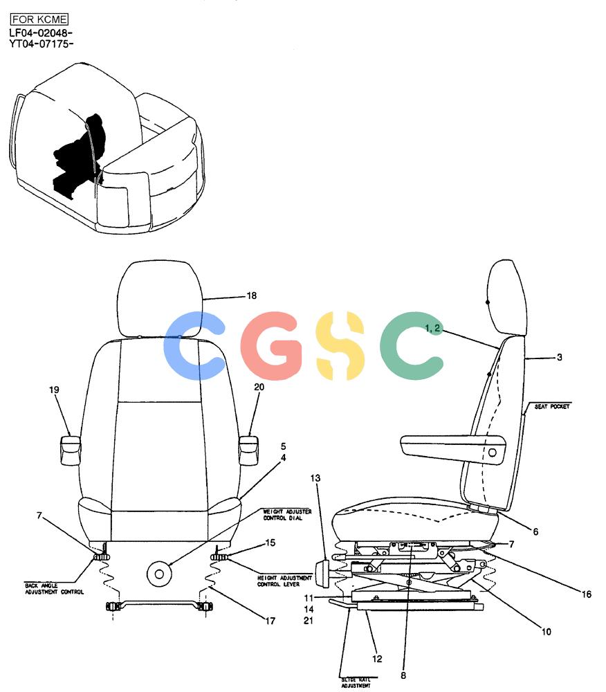 纽荷兰零件查询(E70SR) - MIDI CRAWLER EXCAVATOR ASN YT04-07175 (01-039) - SEAT ASSY New Holland Constructuion