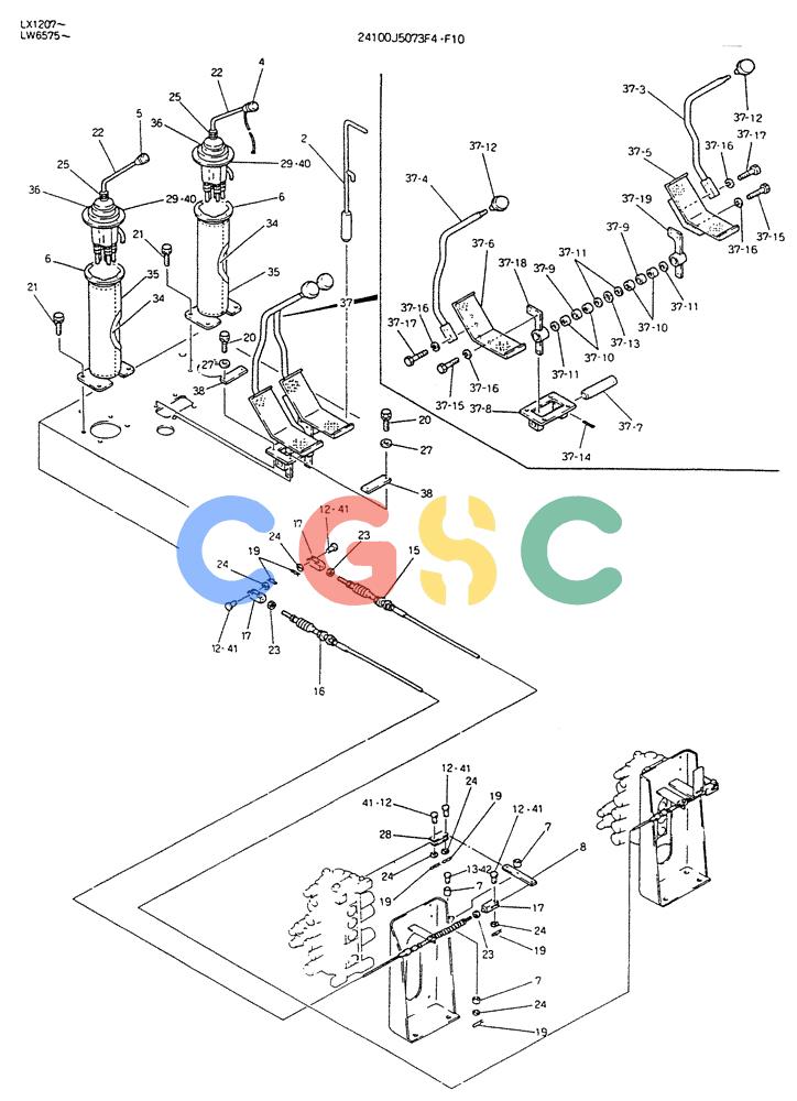 神钢零件查询(K904DL) - EXCAVATOR ASN LX1201 (1/84-12/03) (03-006) - CONTROL ASSY (FOR EXPORT) P/N 24100J5073F4-F10 Kobelco