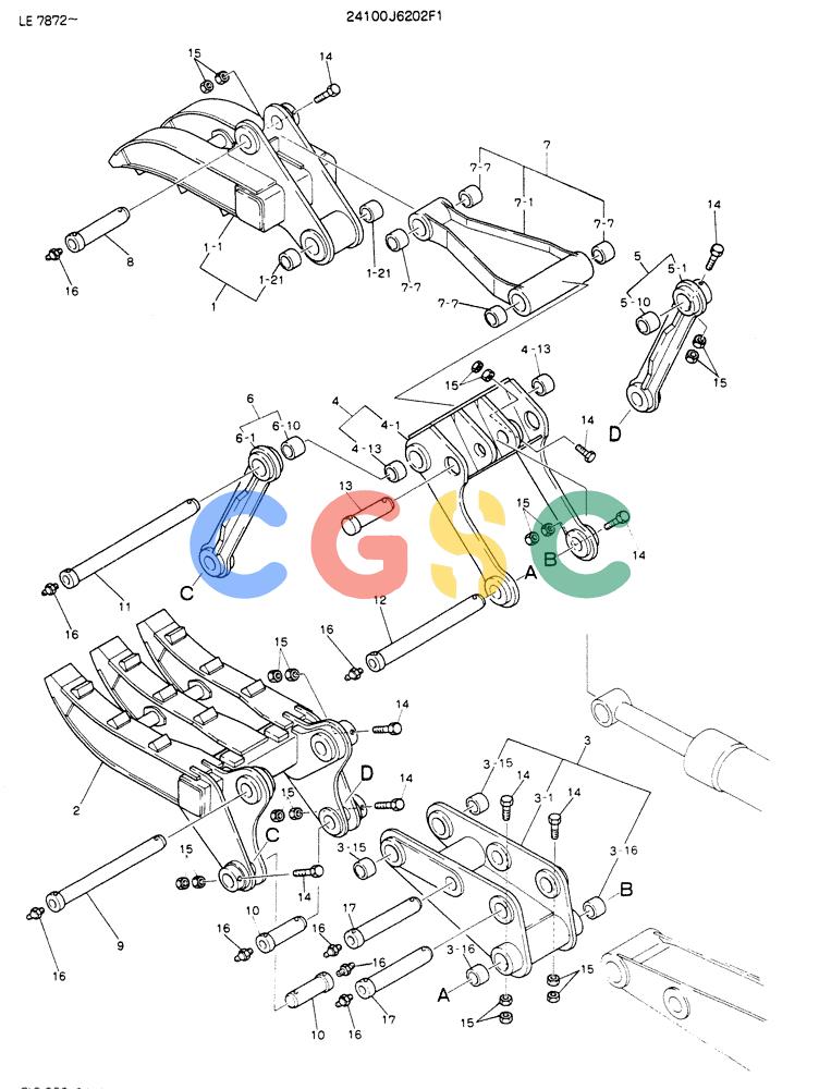 神钢零件查询(K903) - MARK II EXCAVATOR ASN LE7872 (1/88-12/03) (09-007) - GRAPPLE ASSY, FORK-DOUBLE Kobelco