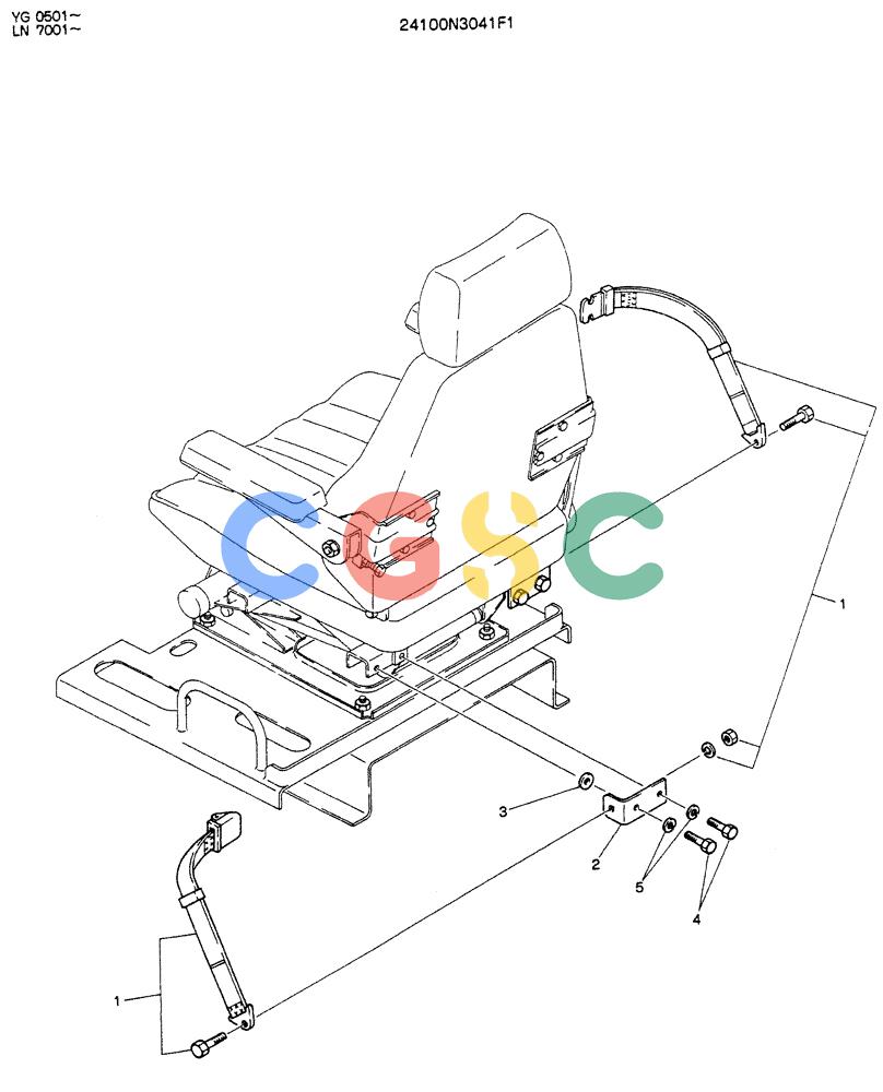 神钢零件查询(K907DLC) - EXCAVATOR ASN YG0501 (1/86-12/03) (08-005) - BELT ASSY, SEAT Kobelco