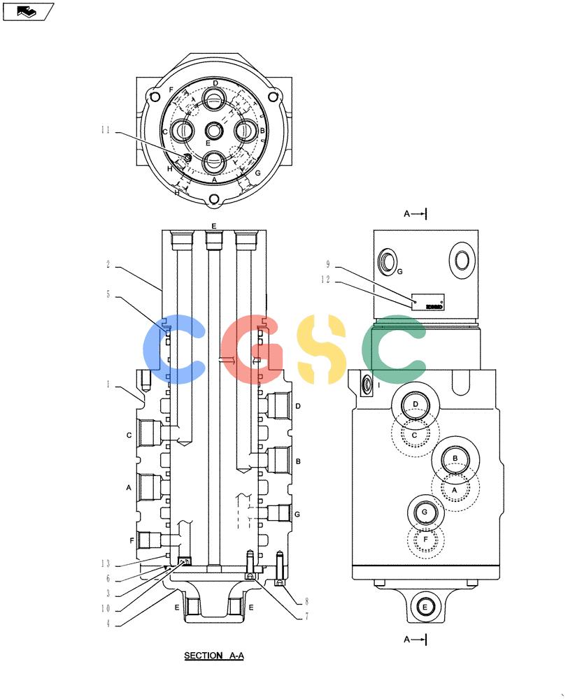 纽荷兰零件查询(E135BSRLC) - CRAWLER EXCAVATOR ASN YH06-08001 (02-005[02]) - SWIVEL JOINT INSTALLATION New Holland Constructuion