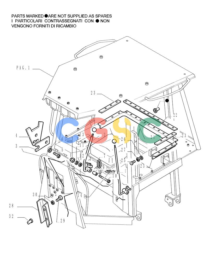 纽荷兰零件查询(DC150.B) - CRAWLER DOZER TIER 2 (3/03-) (9.651[08]) - ROPS CANOPY - COMPONENTS - OPTIONAL CODE 784111221 New Holland Constructuion