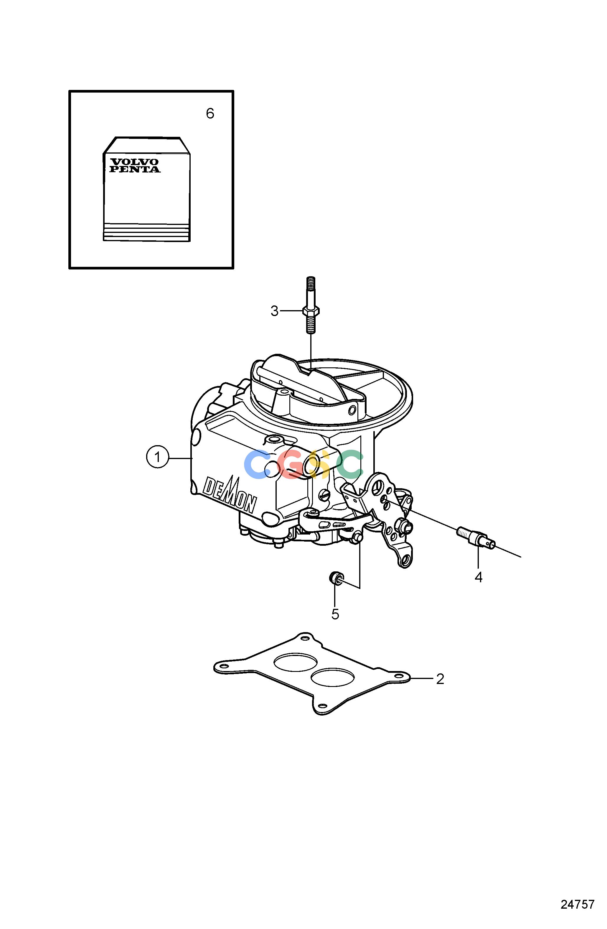 沃尔沃零件查询4.3GL-PFuel SystemCarburetor Service Kits, Demon™EPC Volvo Penta Parts catalog