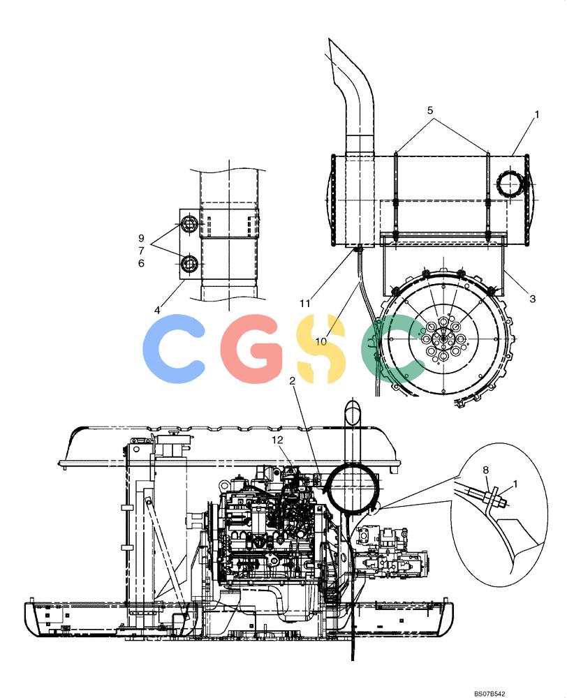 神钢零件查询(SK170-8) - ACERA MARK III EXCAVATOR - TIER 3 (NA) ASN YM04-U1601 - (5/07-12/12) (02-10[00]) - MUFFLER ASSEMBLY (YM12P00009F1) Kobelco