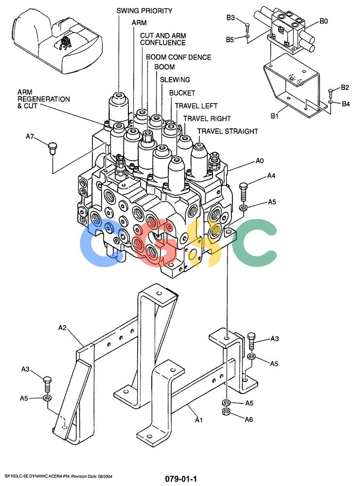 神钢零件查询(SK160LC-6E) - DYNAMIC ACERA EXCAVATOR 08/2004 ASN YM03U0523 (8/04-12/07) (01-016) - VALVE INSTALLATION Kobelco
