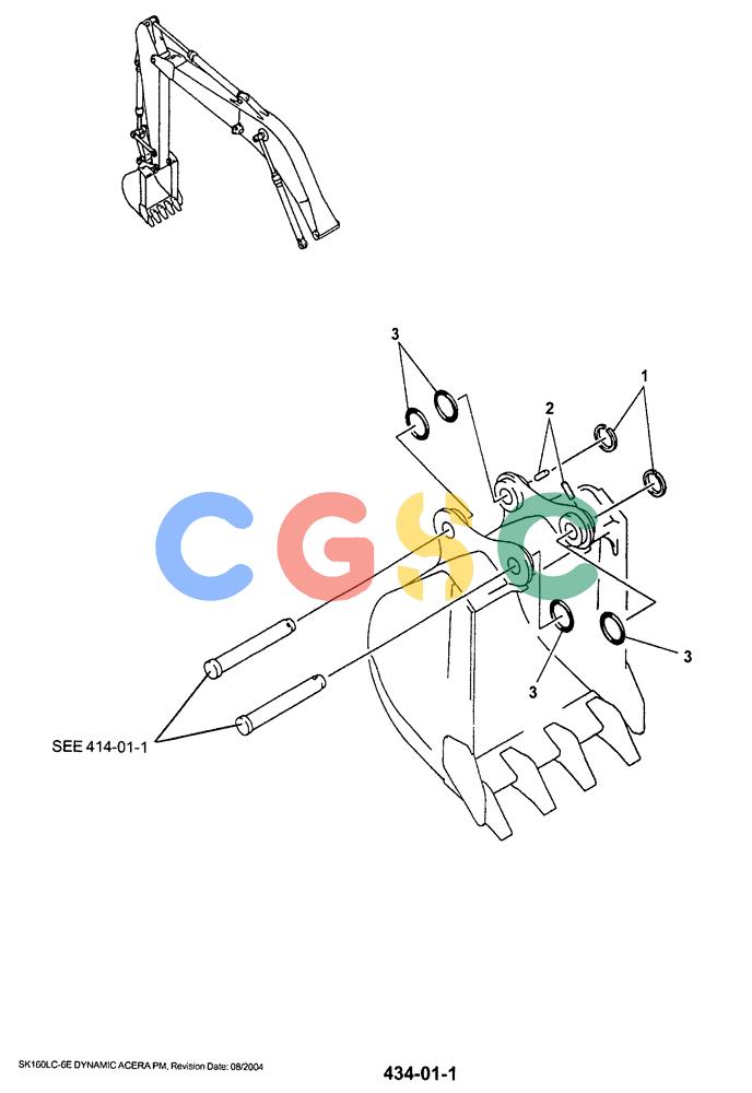 神钢零件查询(SK160LC-6E) - DYNAMIC ACERA EXCAVATOR 08/2004 ASN YM03U0523 (8/04-12/07) (03-016) - BUCKET INSTALLATION Kobelco