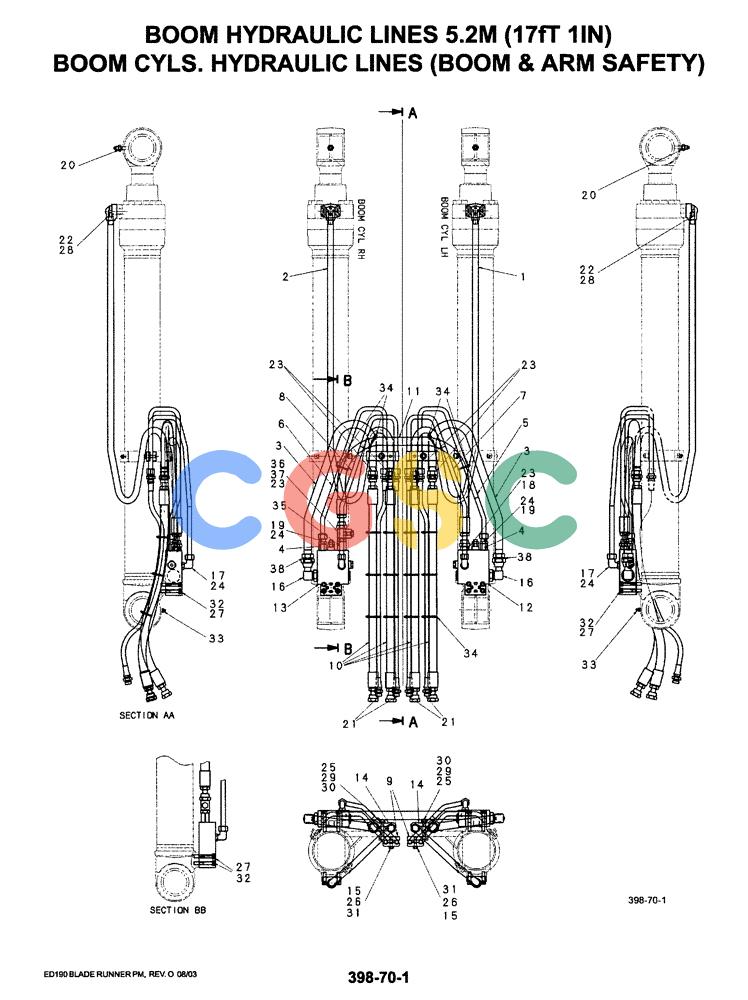 神钢零件查询(ED190LC-6E) - BLADE RUNNER EXCAVATOR/DOZER BTW YL03U0136 - YL03U0292 (1/05-12/06) (03-007) - BOOM HYDRAULIC LINES 5.2M (17FT 1IN) BOOM CYLS. HYDRAULIC LINES (BOOM AND ARM SAFETY) Kobelco