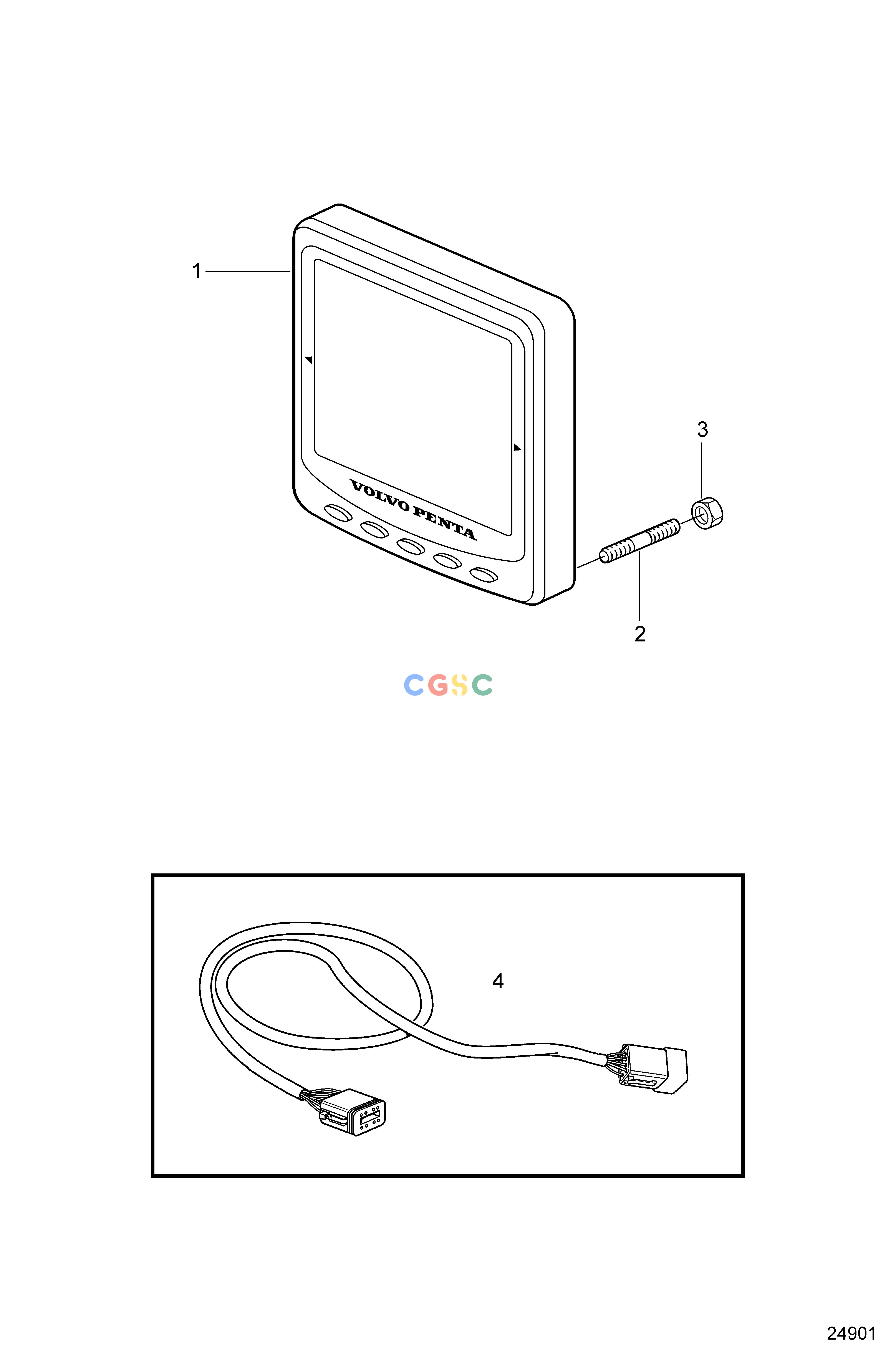 沃尔沃零件查询4.3GXiE-MElectrical SystemEVC 4'' DisplayEPC Volvo Penta Parts catalog