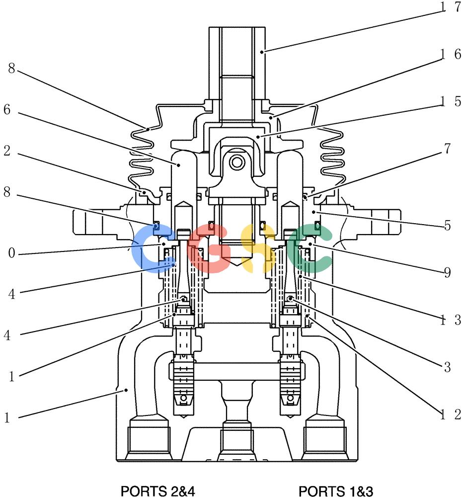 纽荷兰零件查询(E80BMSR) - CRAWLER EXCAVATOR ASN LF05-04001 - (N8TA18060) (HC800[1]) - VALVE ASSY, PILOT New Holland Constructuion